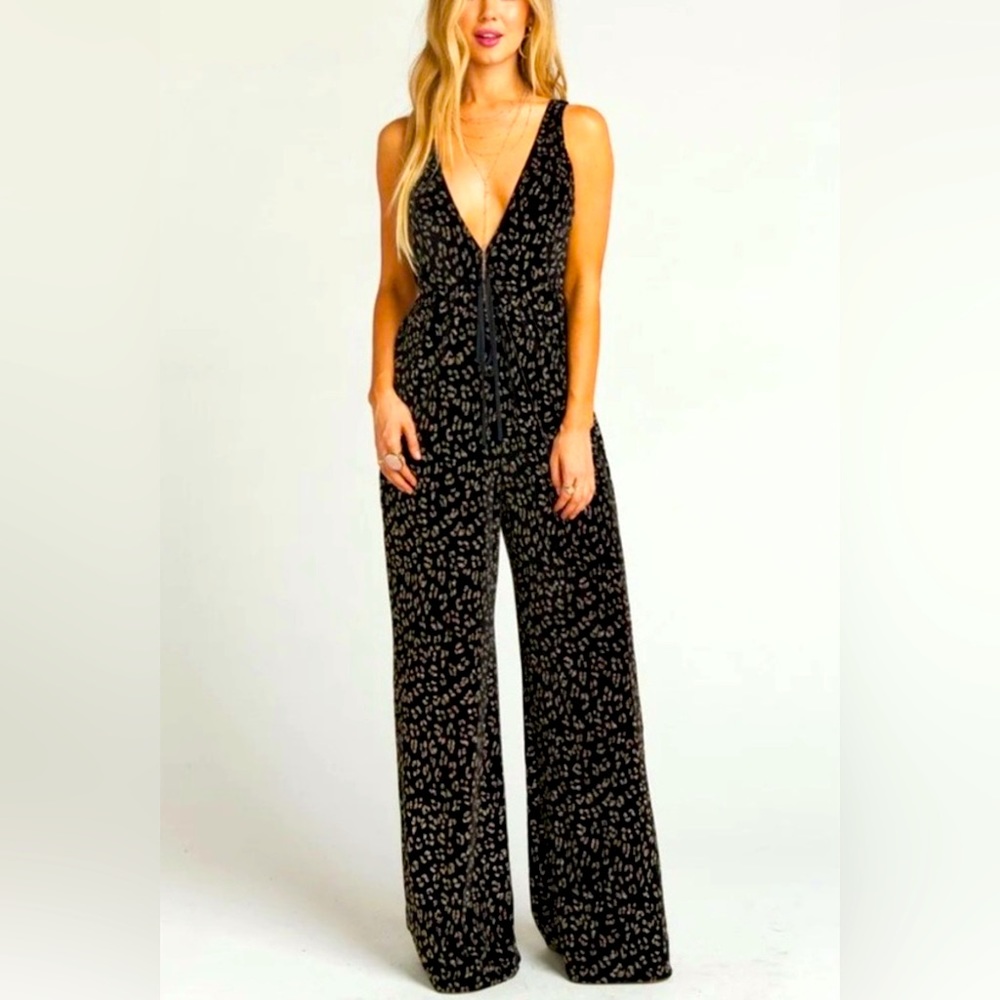 Show Me Your MuMu Black and Gold Cheetah Jumpsuit
